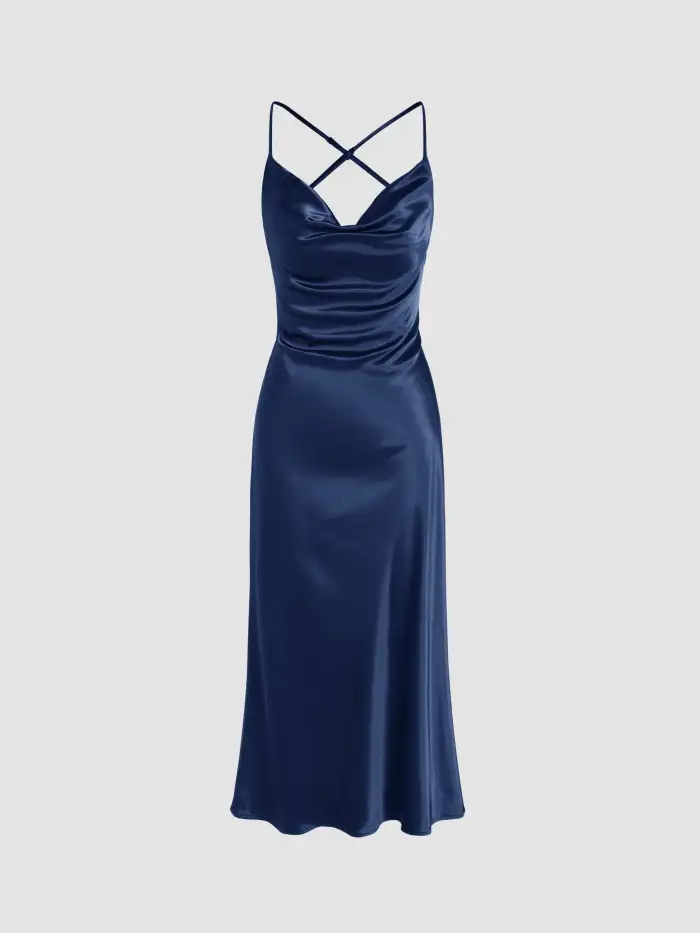 Formal Dresses Wedding Guest Dress Graduation Dress Grad Dresses Woven Solid Backless Twist Front Midi Dress