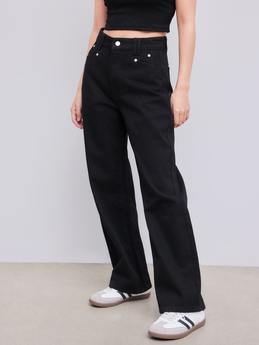 Denim Hochbund Weitbeinige Jeans