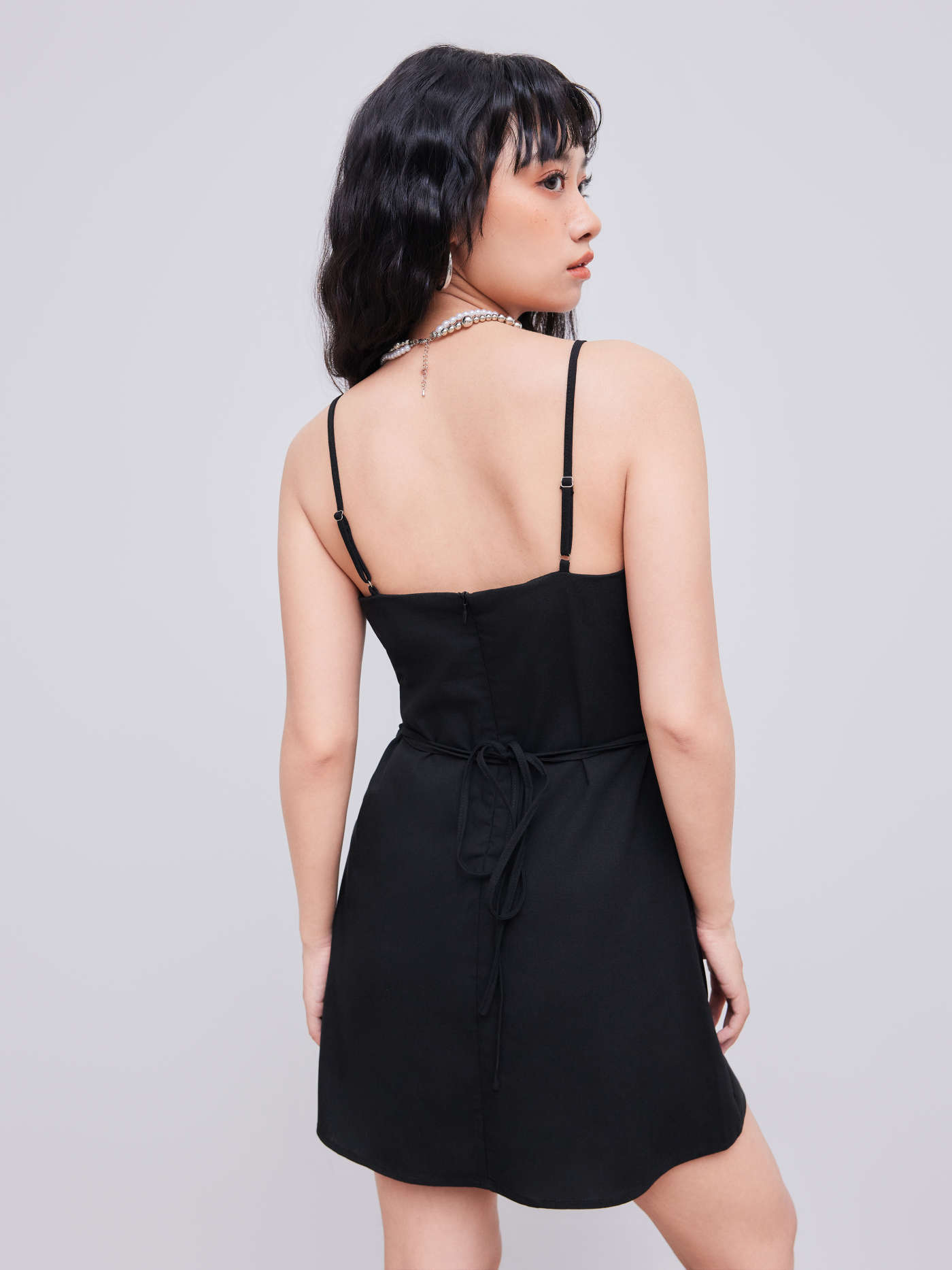 Linen-blend Solid Ruched Mini Dress