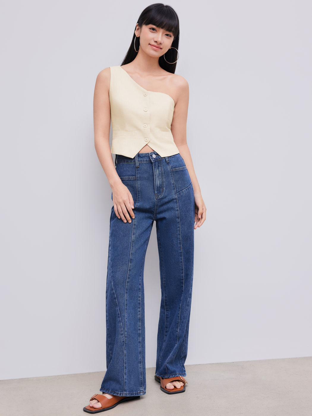 Straight Leg Jeans Denim Mid Waist Pocket Wide Leg Jeans For School ...