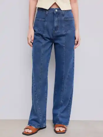 Jeans baggy con tasca a vita media