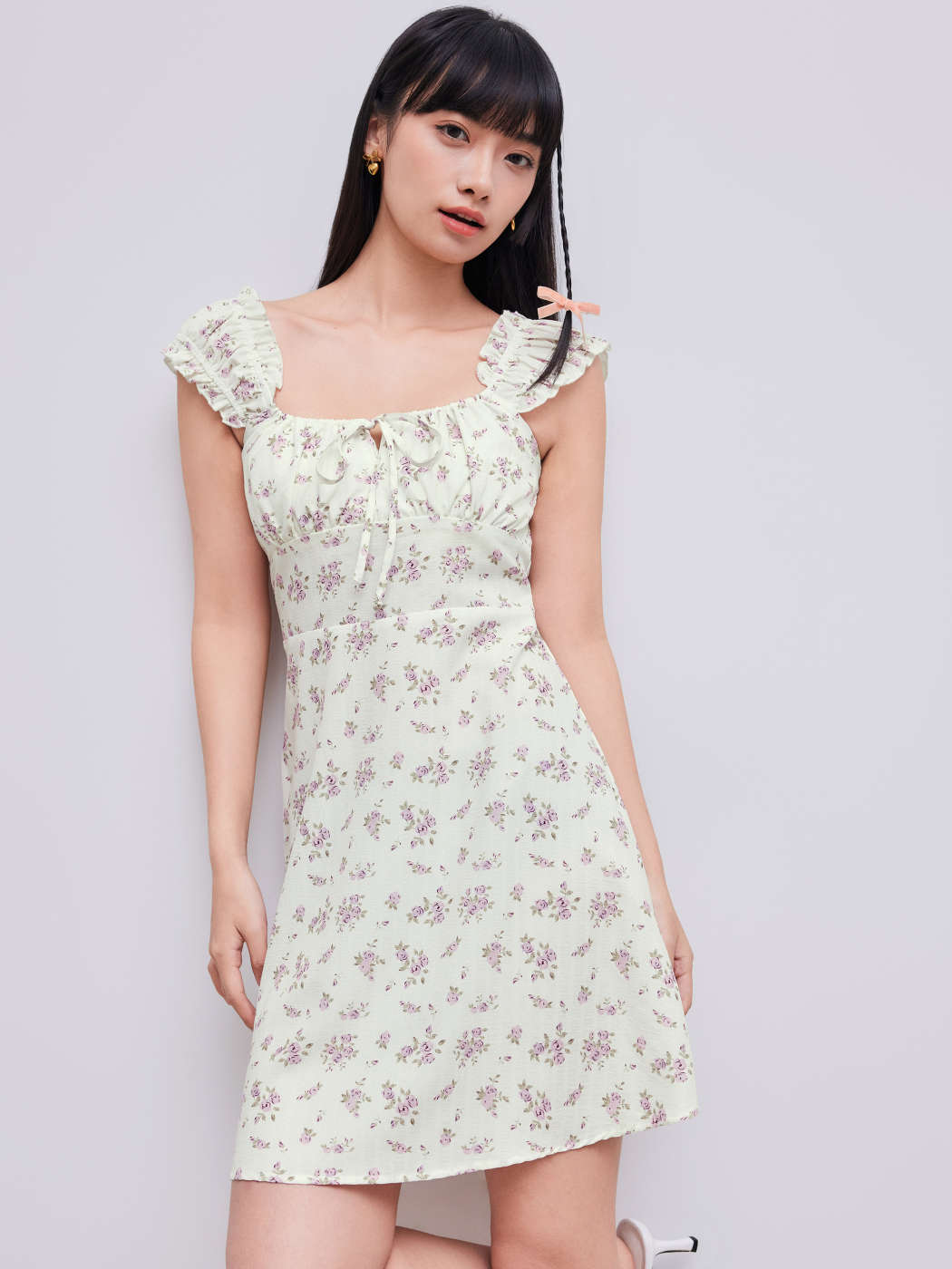 Euro Verano Trajes del Oeste Tejido Vestido Mini Fruncido con