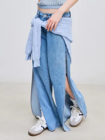 Cider Denim Low Rise Solid Split Pocket Jeans
