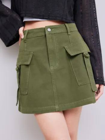 Solid Cargo Mini Skirt