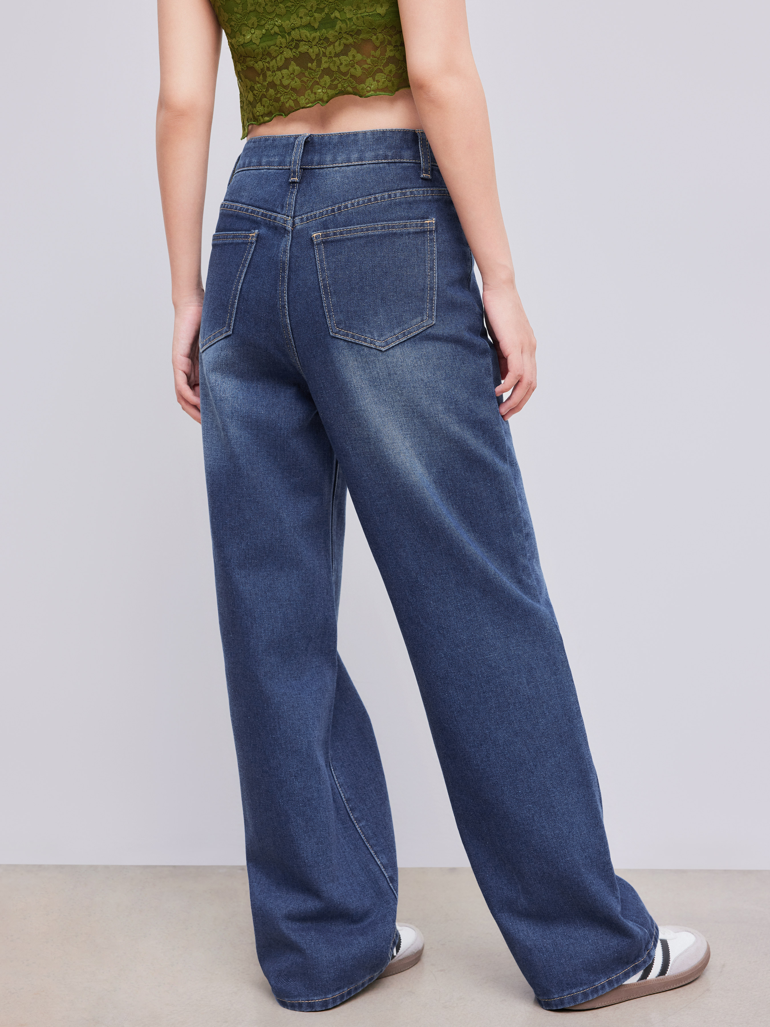 Western Outfits Preppy denim Denim Denim High Waist Pocket
