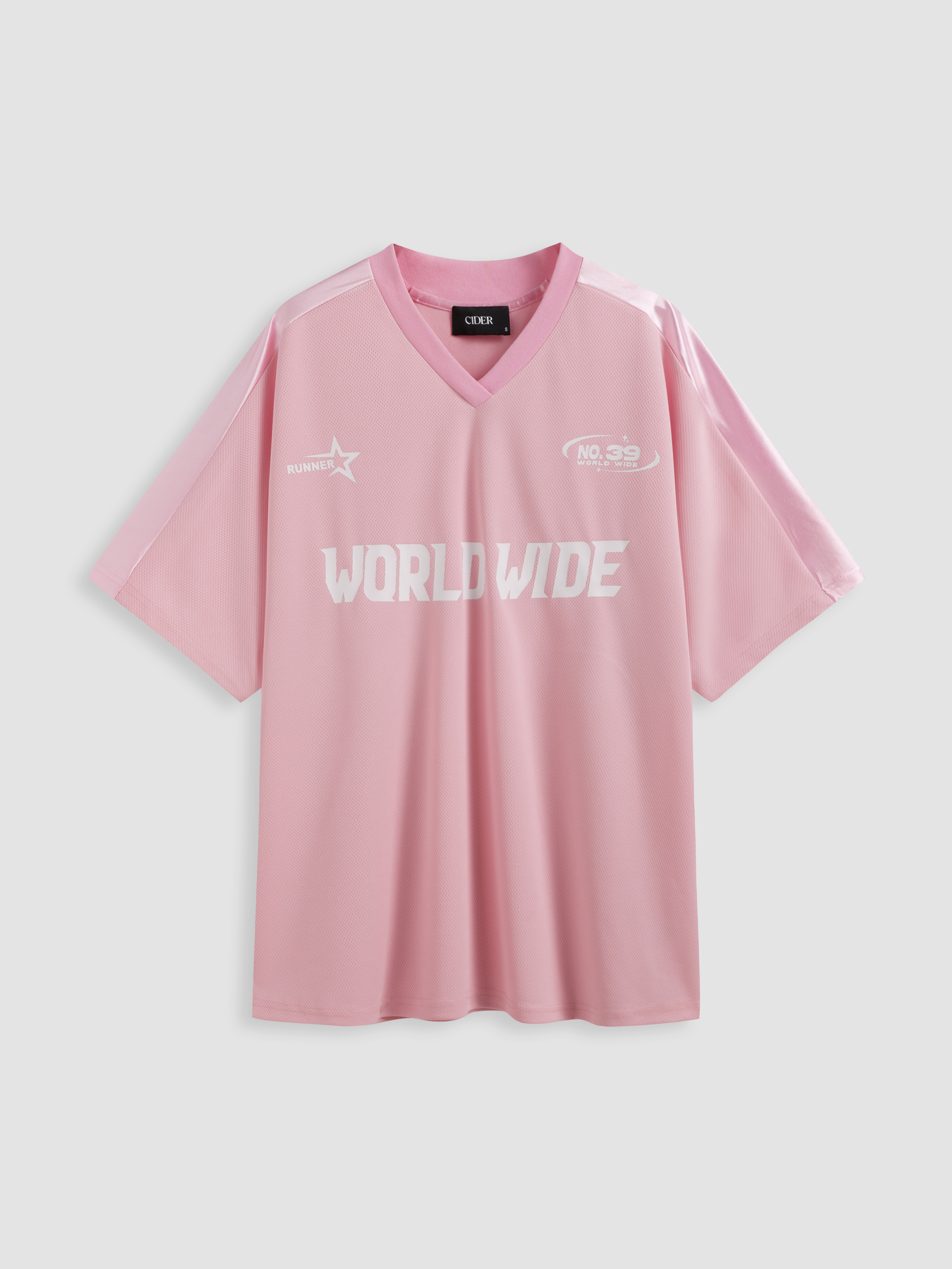 『Cider』WORLD WIDE Vネック・グラフィック・ラグランTシャツ CIDER World Wide V-Neck Graphic Raglan Tee: Dark Navy, S at