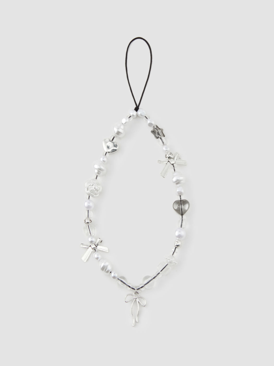 BOWKNOT & HEART BEADED PHONE STRAP