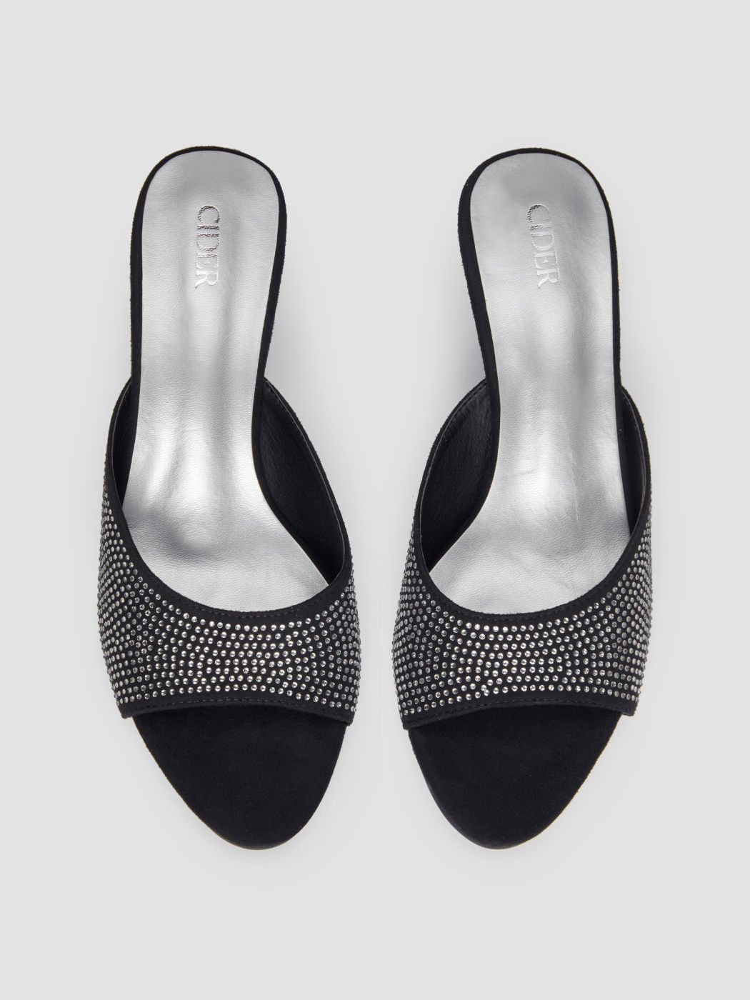 RHINESTONE MULE HEELS