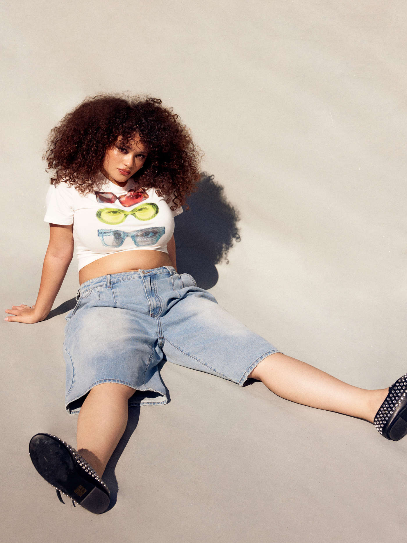 Cider Denim Mid Rise Solid Bermuda Shorts Curve & Plus