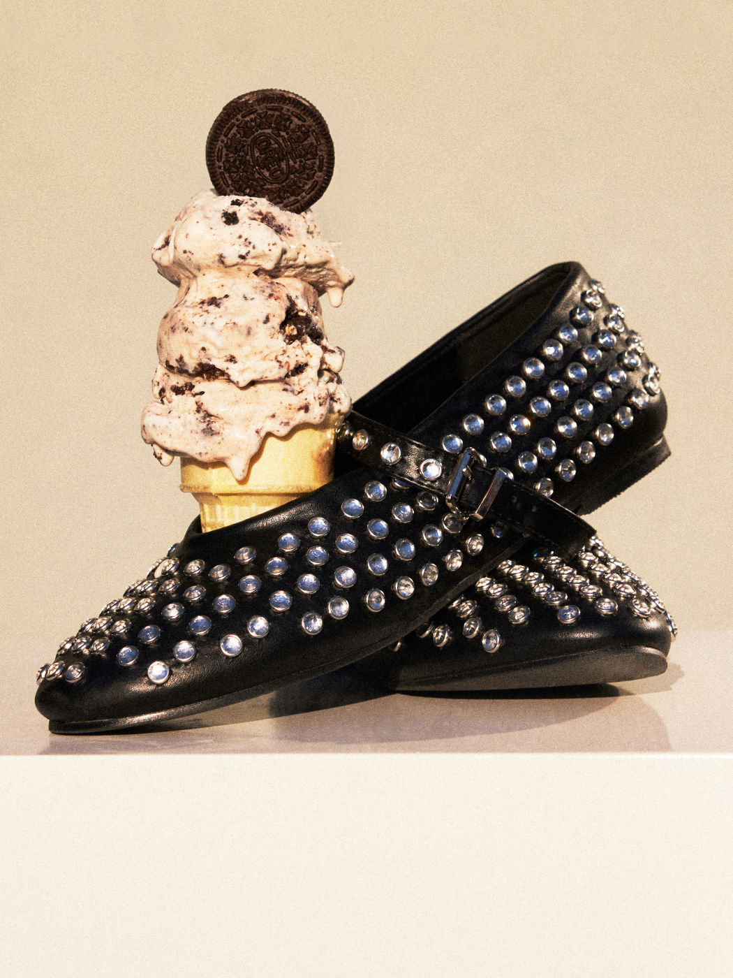 CRYSTAL-EMBELLISHED BALLET FLATS