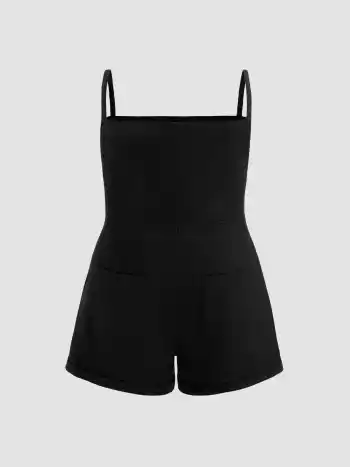 Denim Pocket Ultra Short Romper Curve & Plus