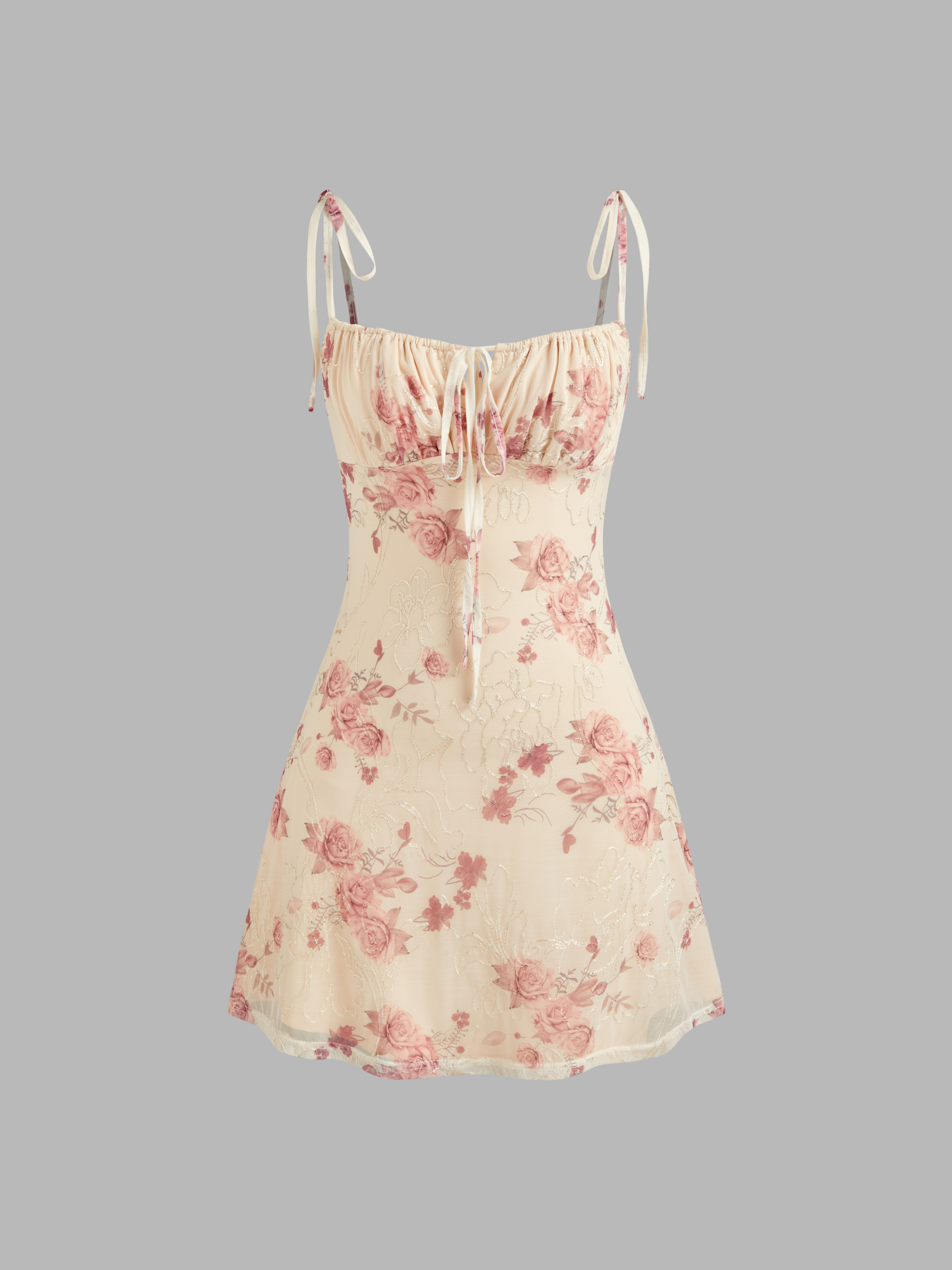 マメクロゴウチFloral Pattern Knitted Mini Dress Mishima Karatsu