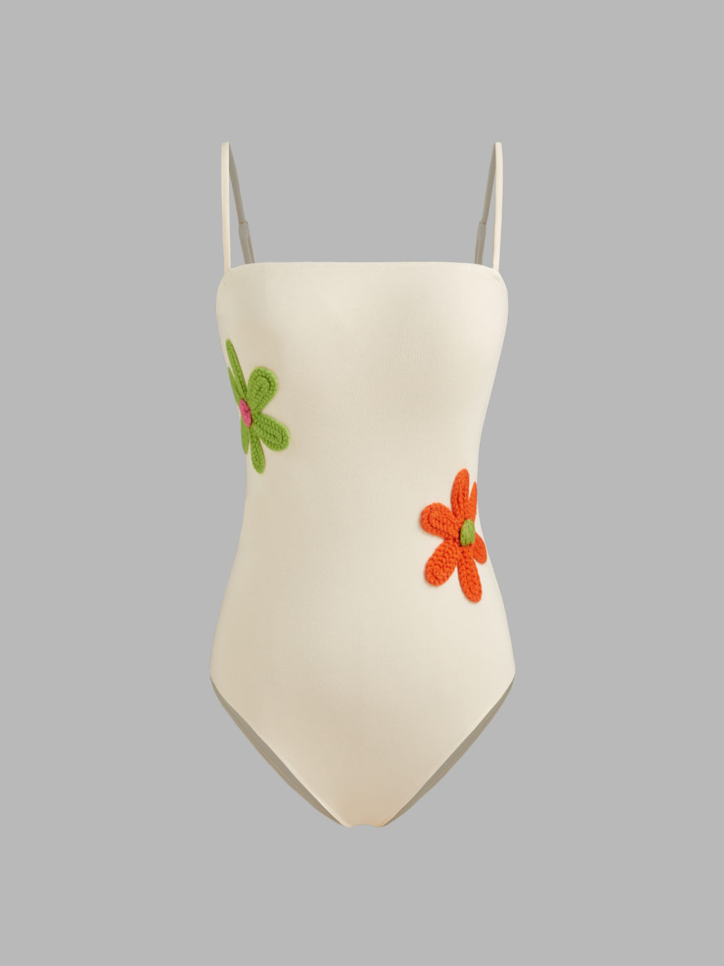 Square Neck Crochet Flower Cami Bodysuit