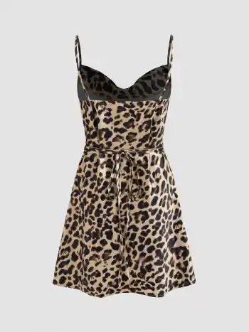 Solid Satin Cowl Neck Cami Mini Dress