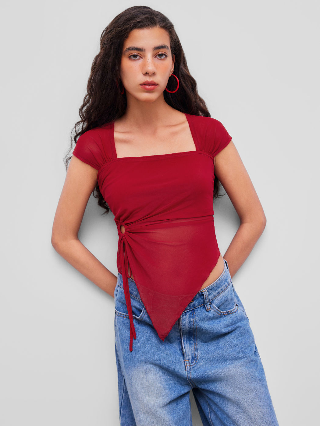 O-Ring Asymmetrisches Hem Crop Top