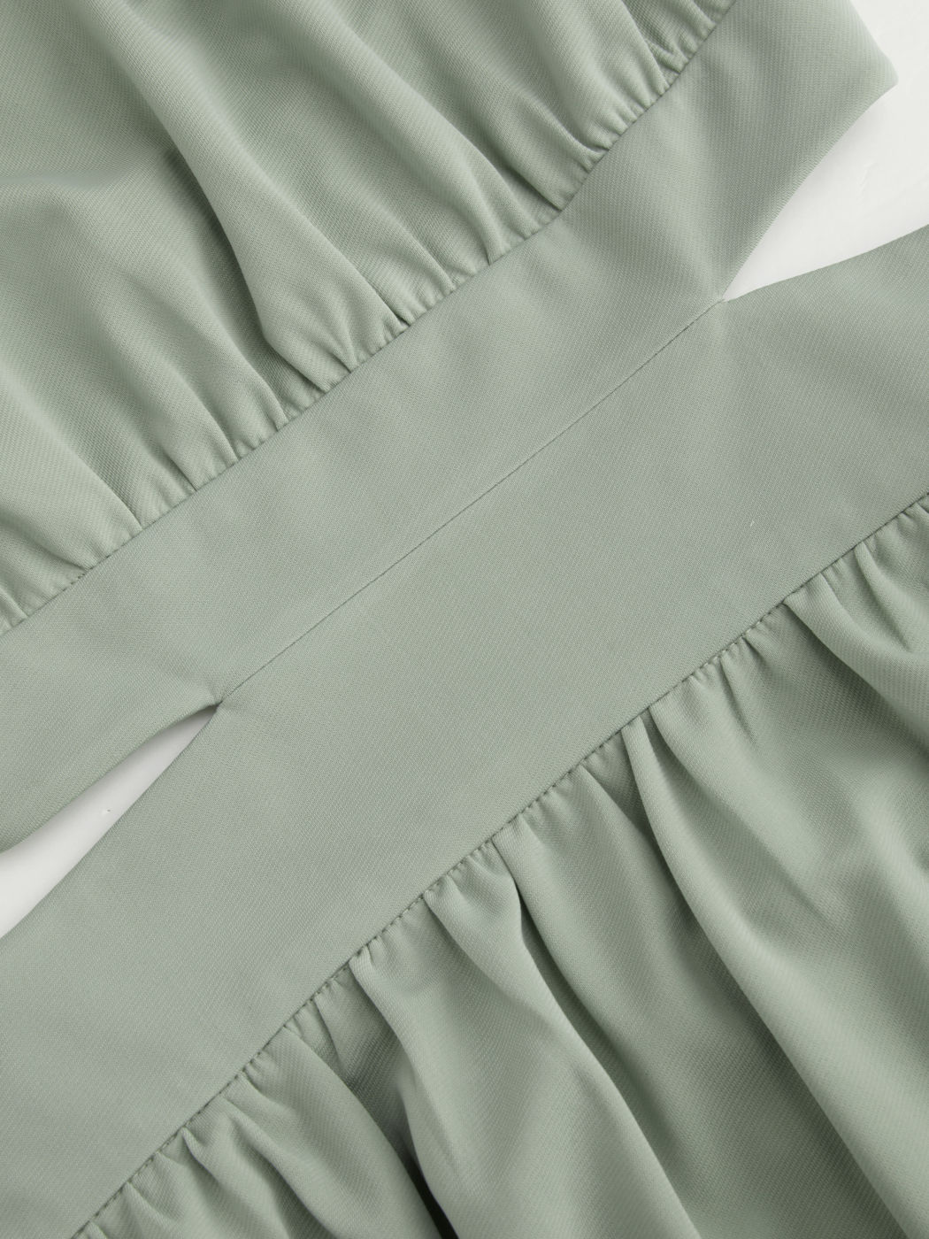 Stand Collar Solid Cut Out Ruffle Midi Dress