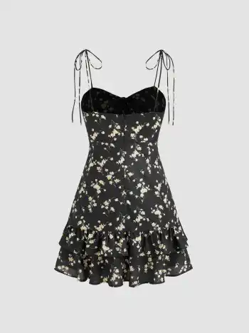 Rüschenbesatz Korsettkleid mit Schleife