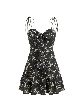 Rüschenbesatz Korsettkleid mit Schleife