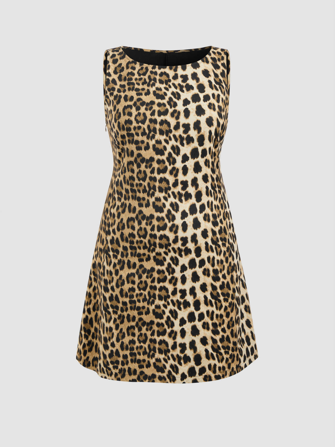 Woven Boat Neckline Leopard Print Mini Dress Curve & Plus