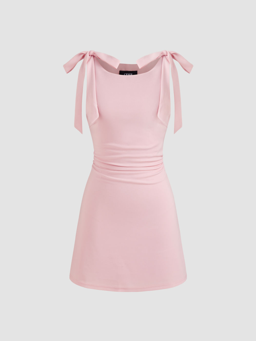 Square Neck Solid Bowknot Mini Dress