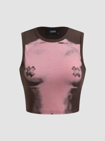 Jersey Graphic Cami Crop Top