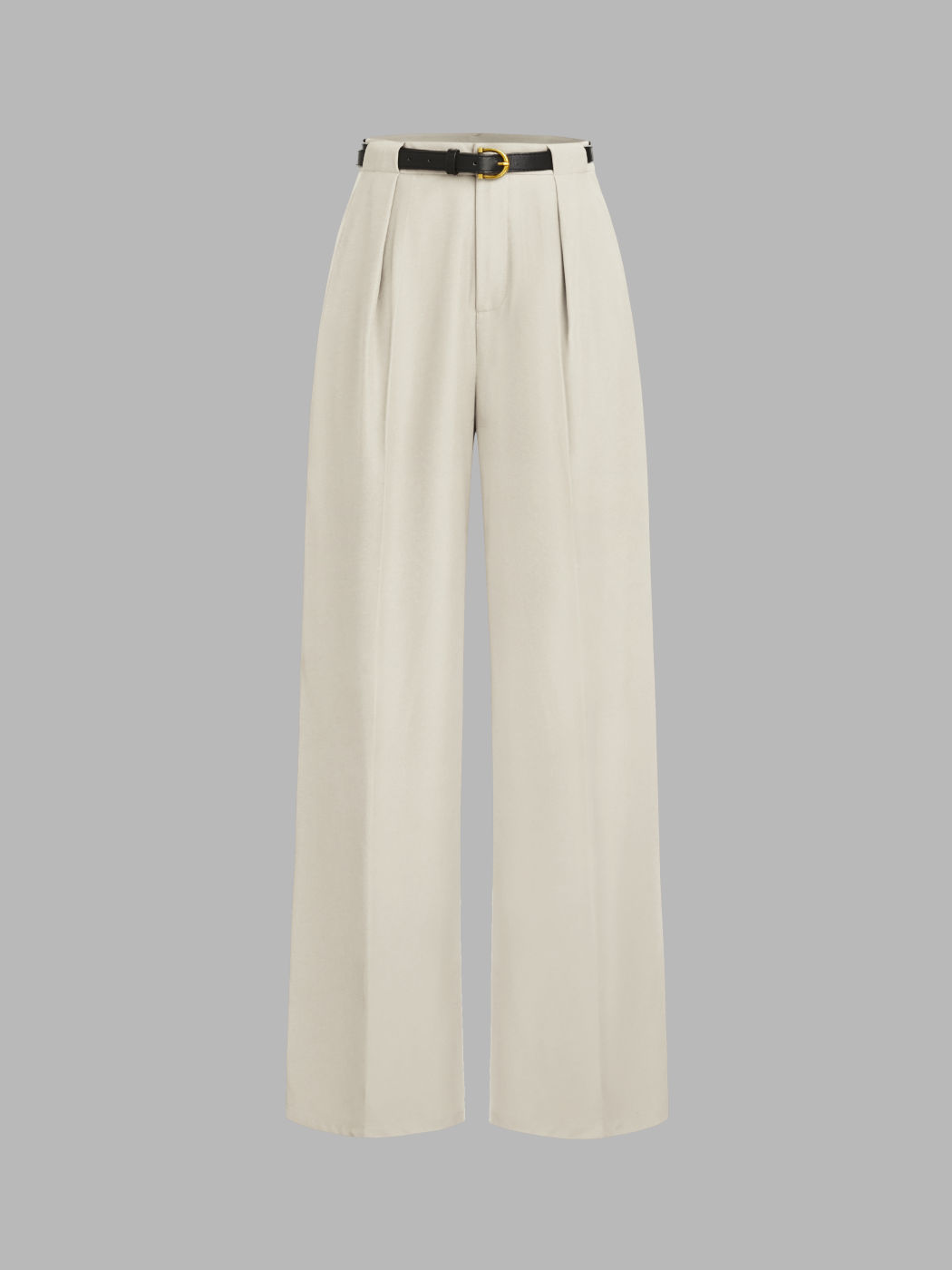 Petite Mittelhöhe Solid Gerade Bein Hosen Mit Gürtel