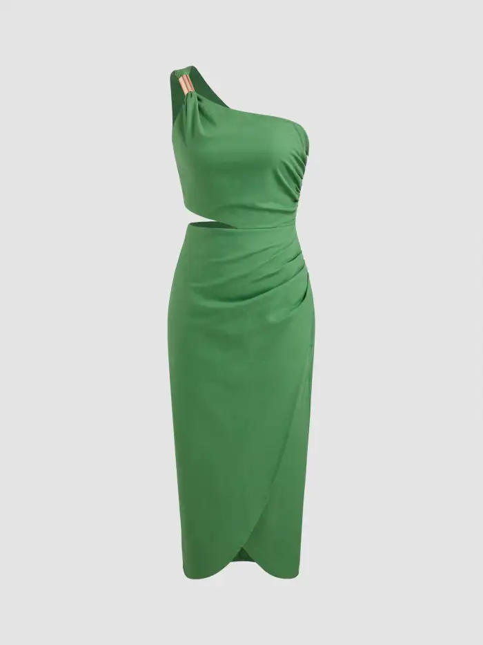 knee length dresses for ladies Pink Square Neck Summer Wedding Guest Dress with Cutout Bow Back main image 0