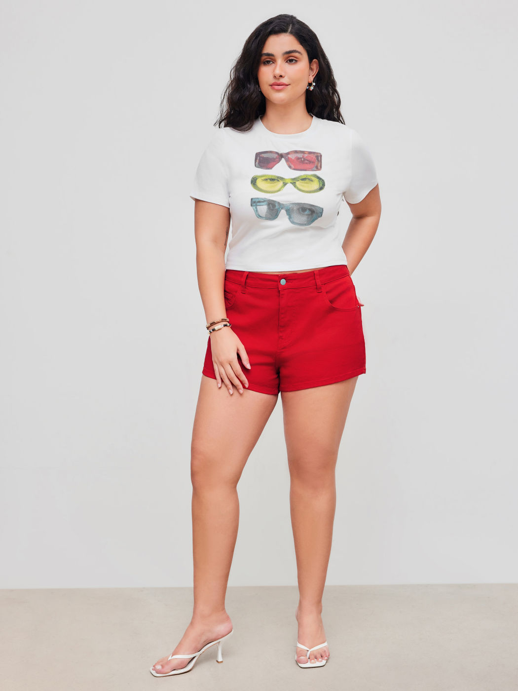 Denim Mid Rise Solid Pocket Micro Shorts Curve & Plus