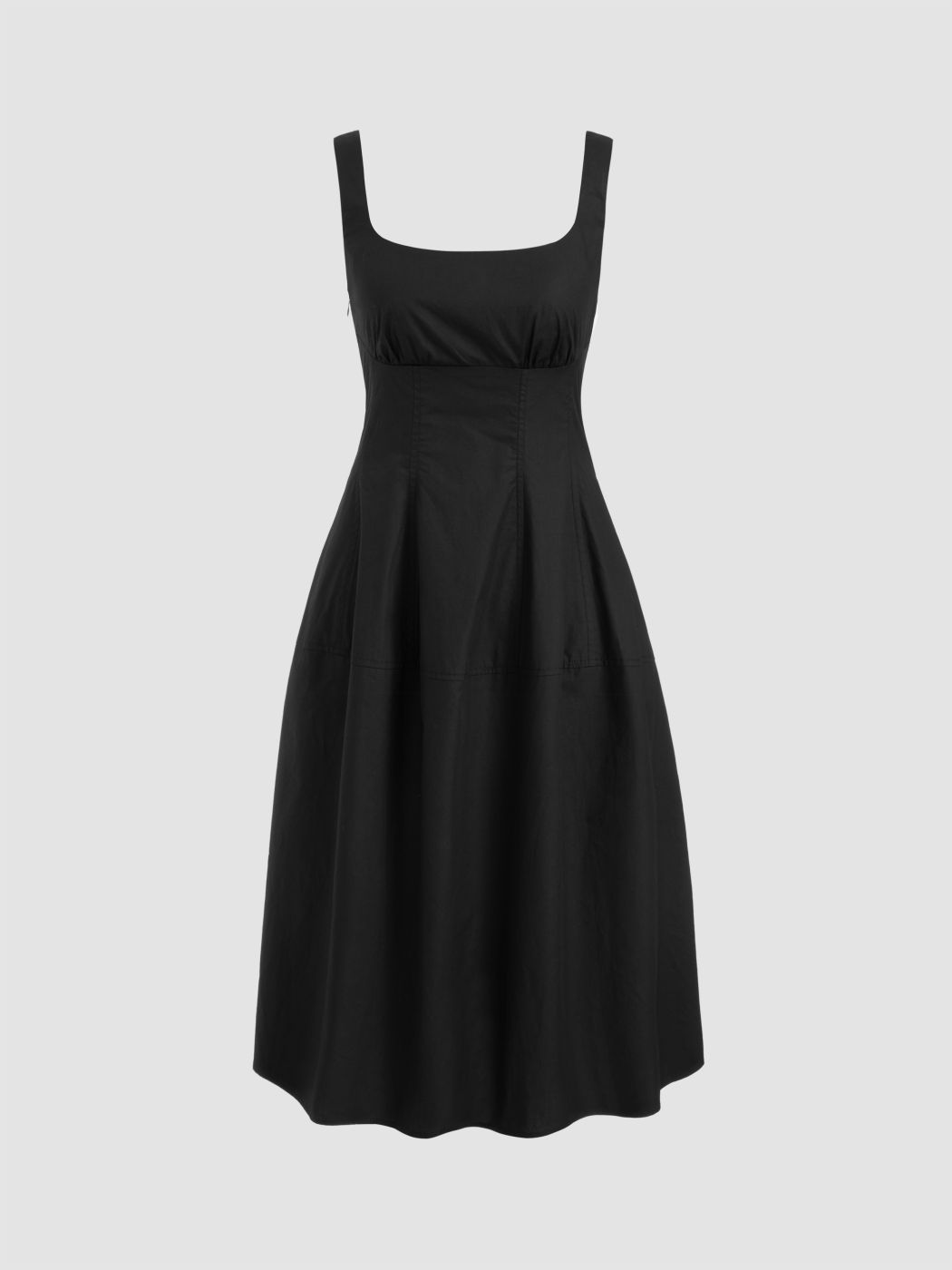100% Cotton Square Neck Solid Ruffle Maxi Dress