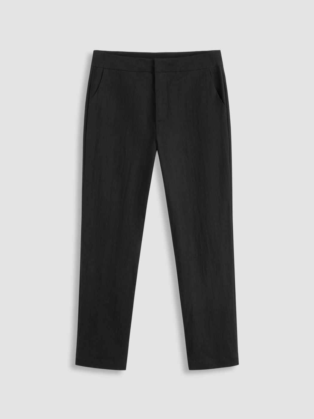 Cotton-blend Low Rise Solid Straight Leg Cropped Trousers