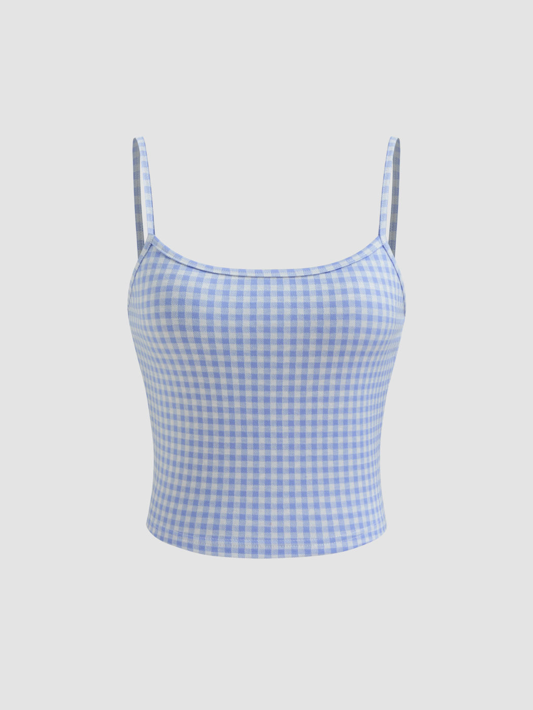 Top cami in percalle con scollo rotondo