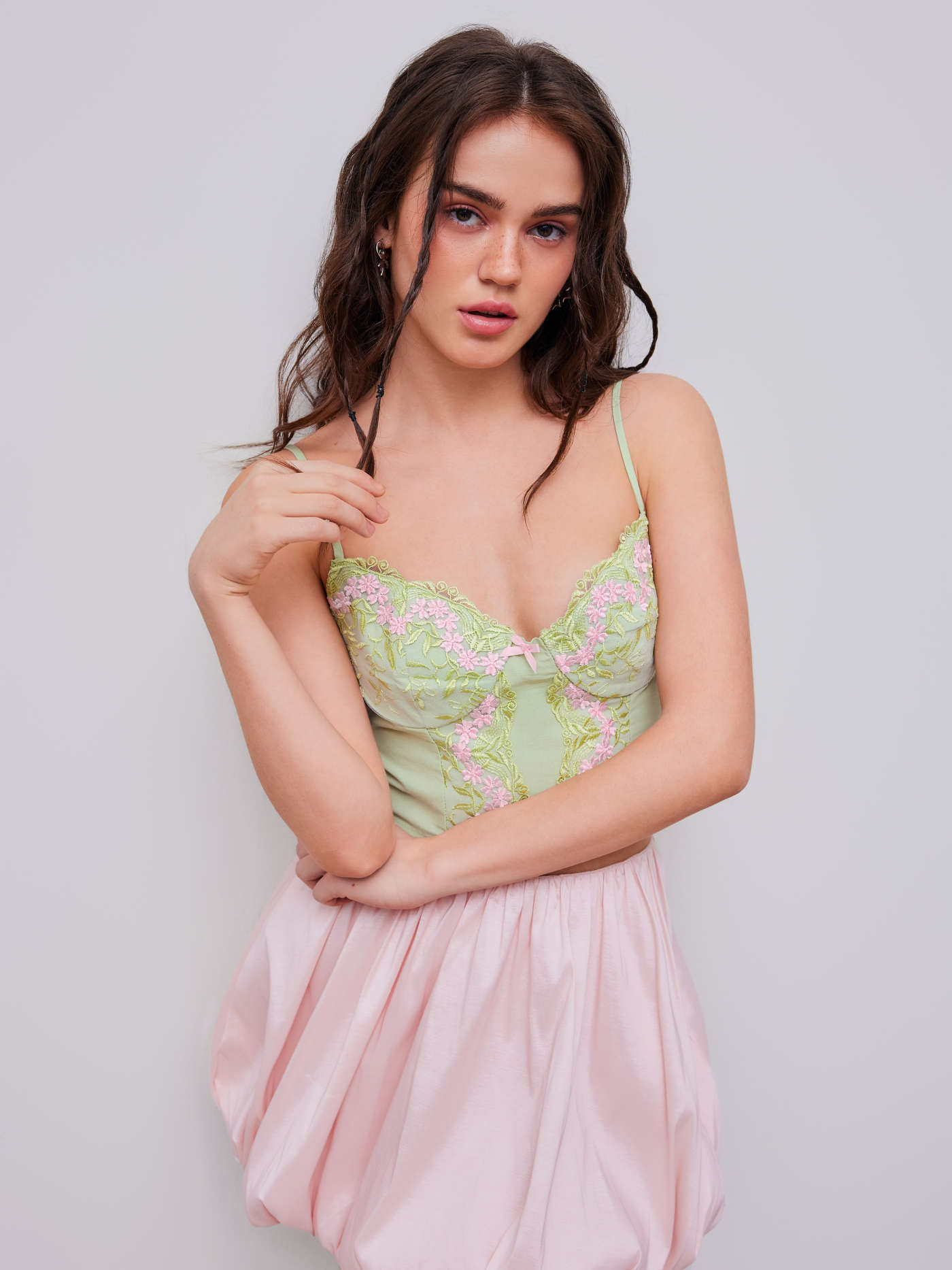 Lace Floral Embroidered Crop Cami Top