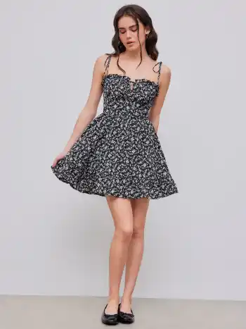 Ditsy Floral Tie Shoulder Mini Dress