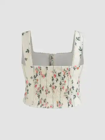 Quadratischer Ausschnitt Blumen Rüschen Tanktop Kurve & Plus