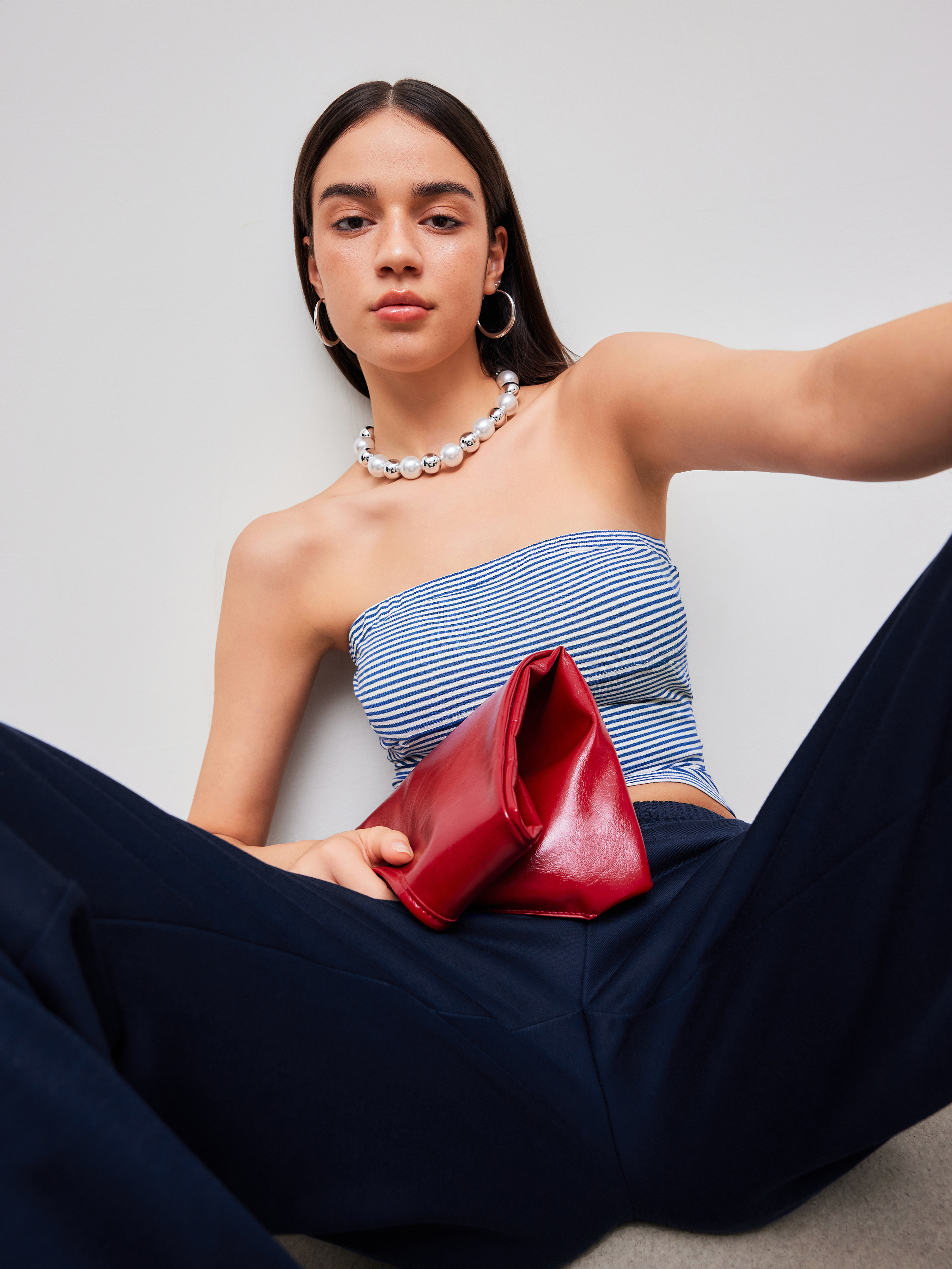 Strapless Striped Crop Tube Top