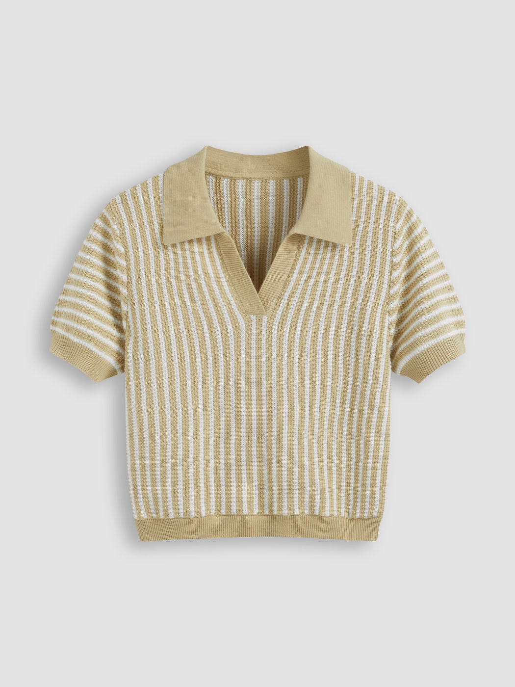 Gestreifter Strick-Polo-Shirt mit kurzen Ärmeln