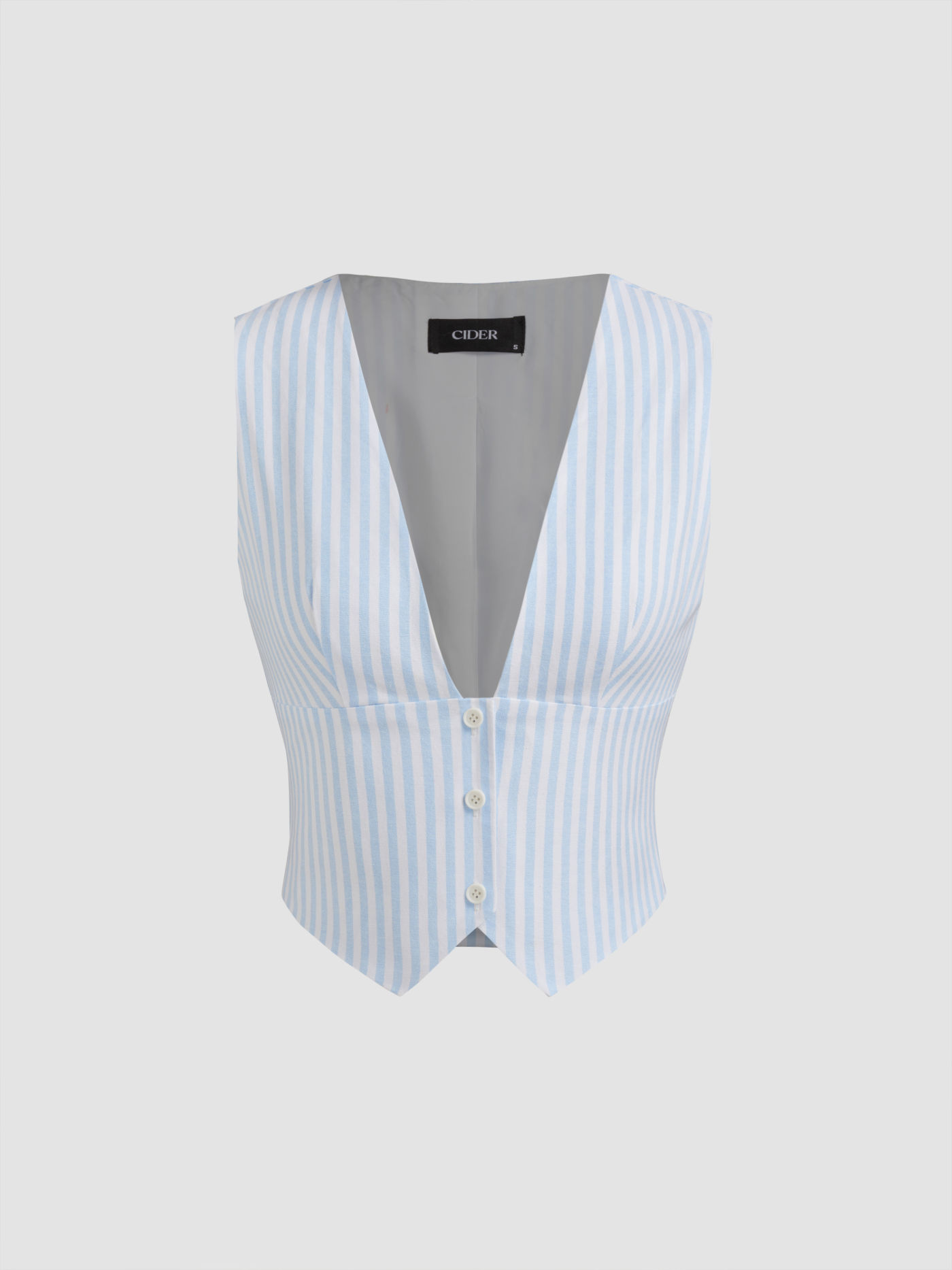 V-neck Striped Belted Vest With Mid Rise Striped Pocket Straight Leg Trousers