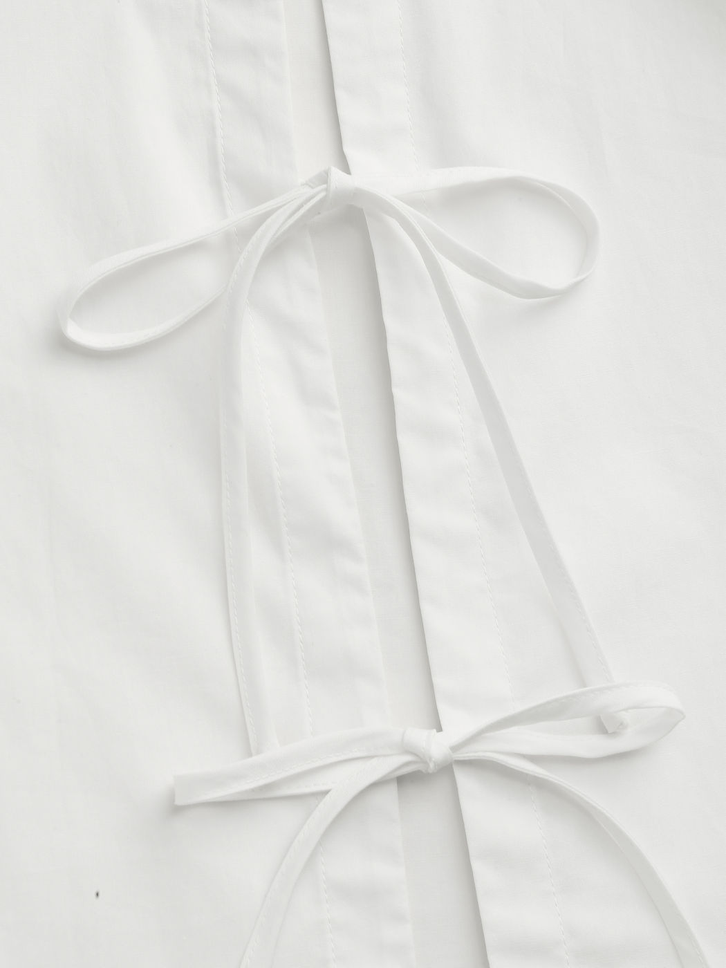 100% Cotton Round Neck Solid Knotted Bubble Sleeve Shirt