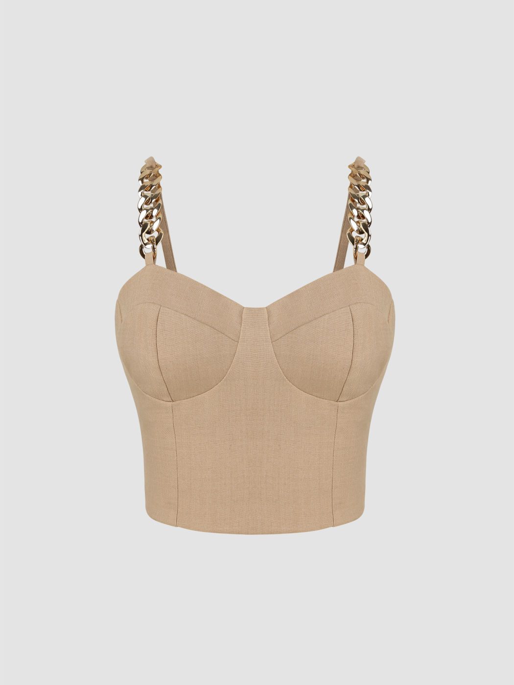Sweetheart Neckline Solid Zipper Chain Crop Cami Top