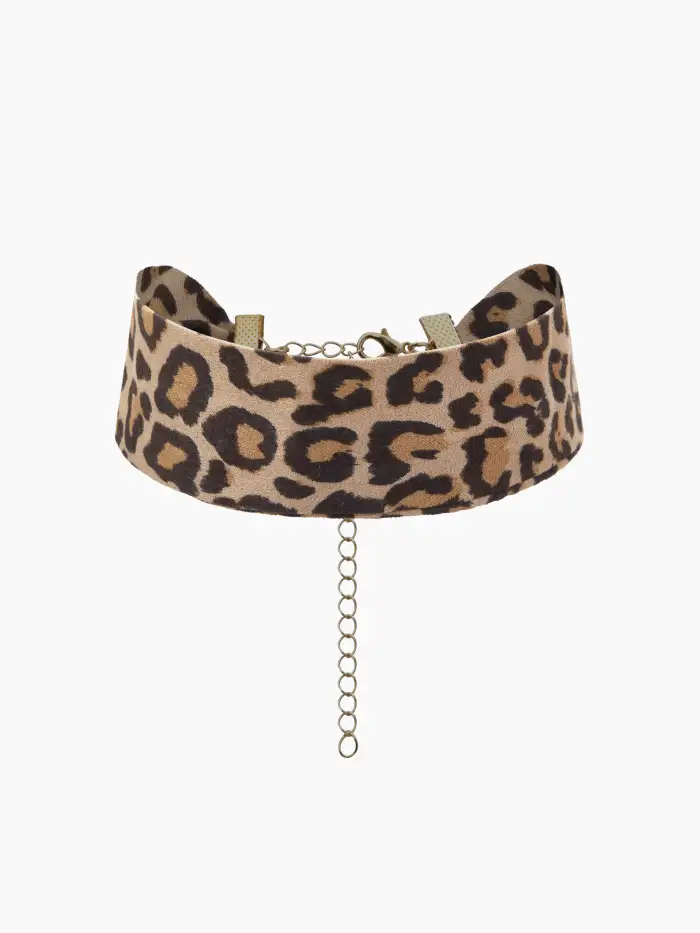 Suede LEOPARD PRINT CHOKER For Party/Clubbing