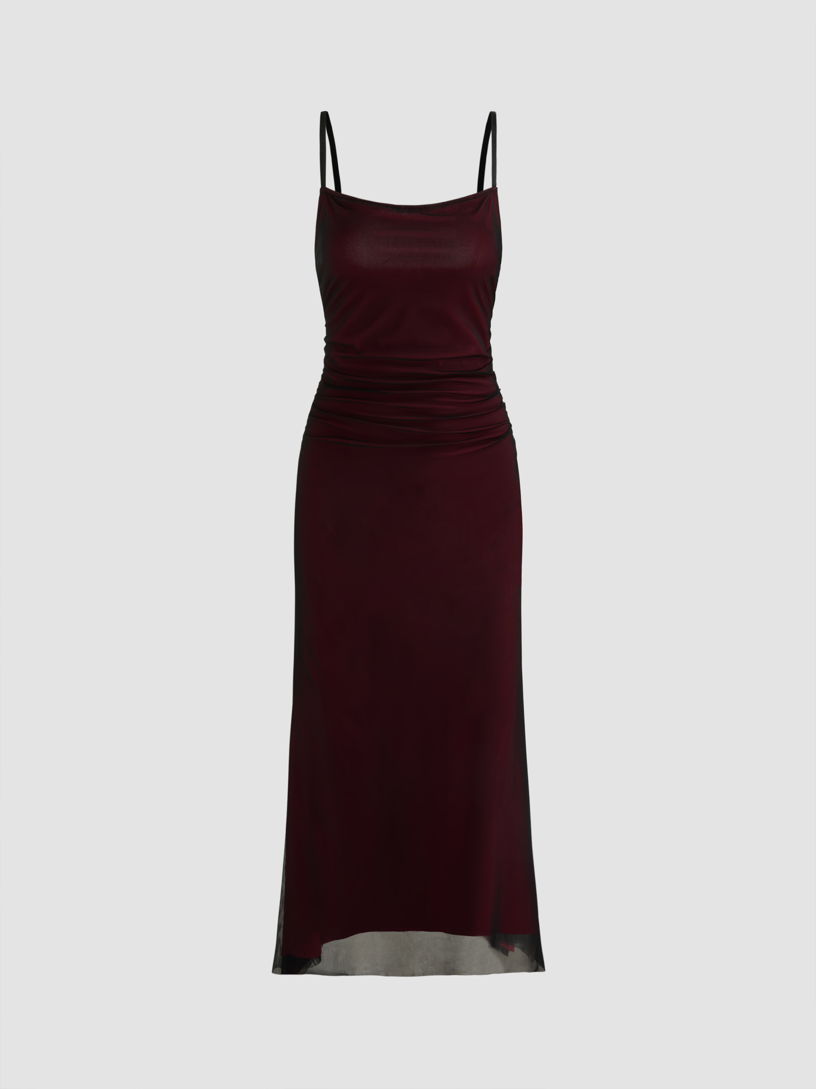 Jersey Square Neck Solid Ruched Maxi Dress For Wedding