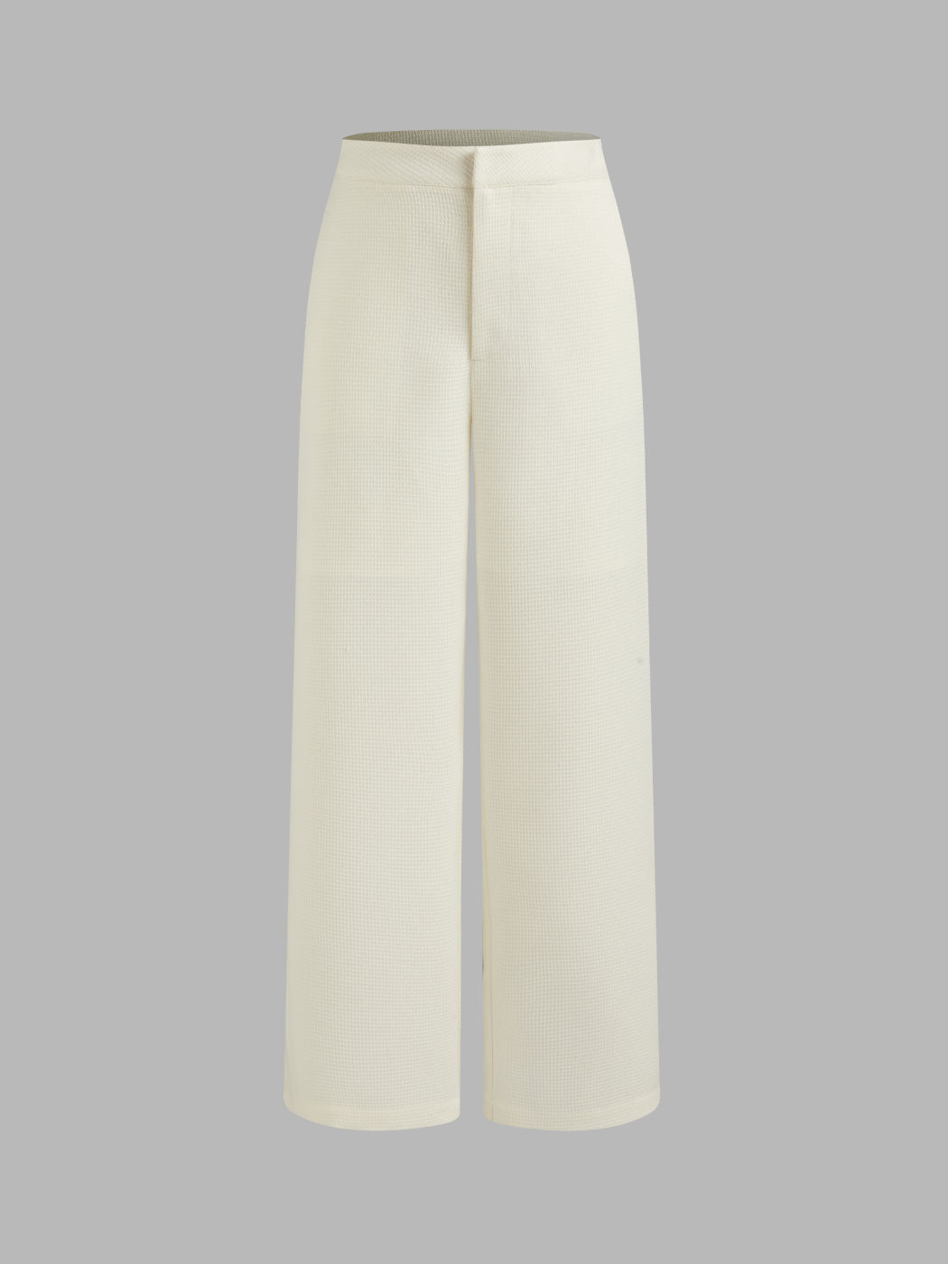 Tweed Mid Rise Solid Pocket Straight Leg Trousers 
