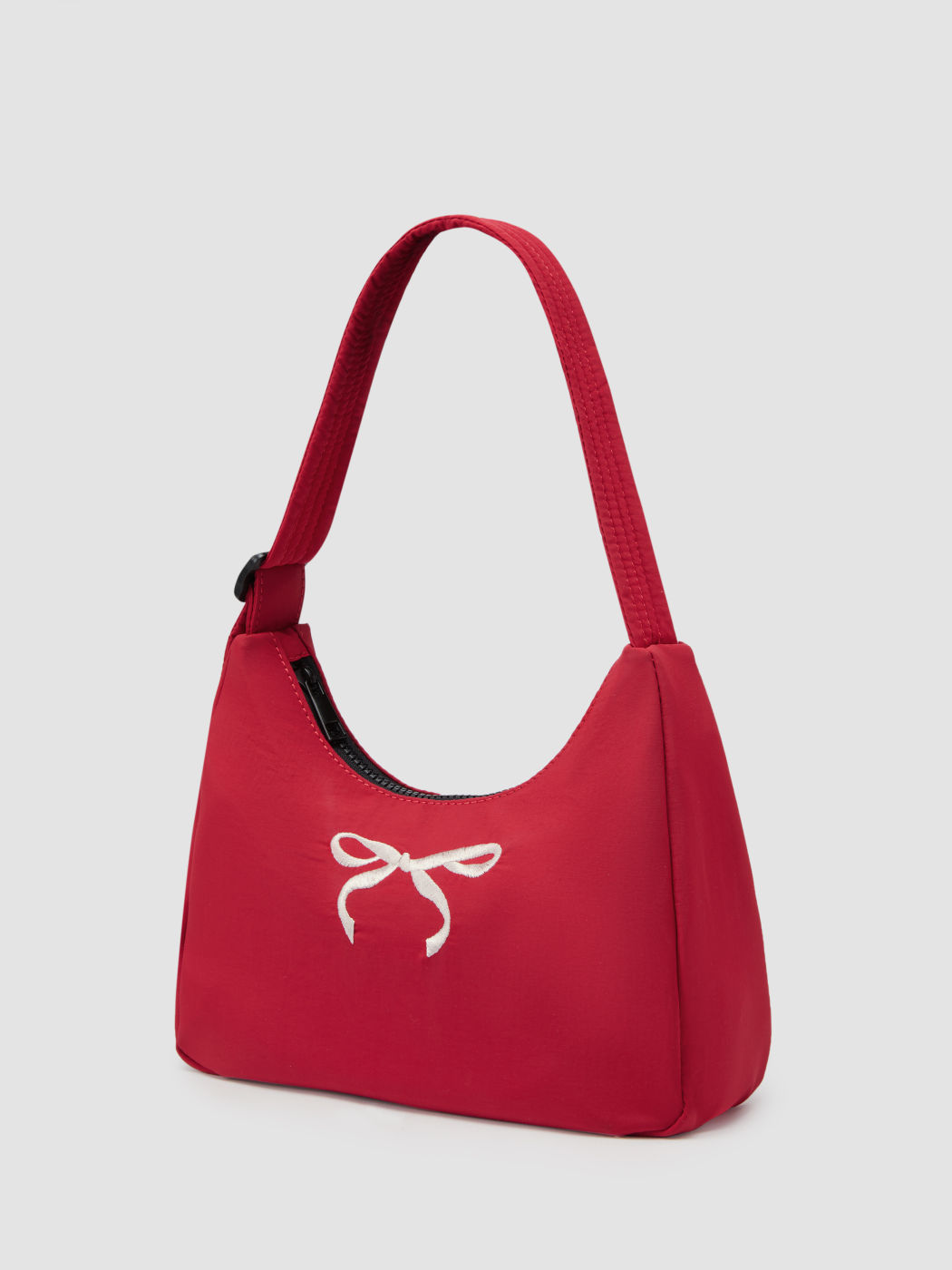 BOWKNOT EMBROIDERED NYLON SHOULDER BAG