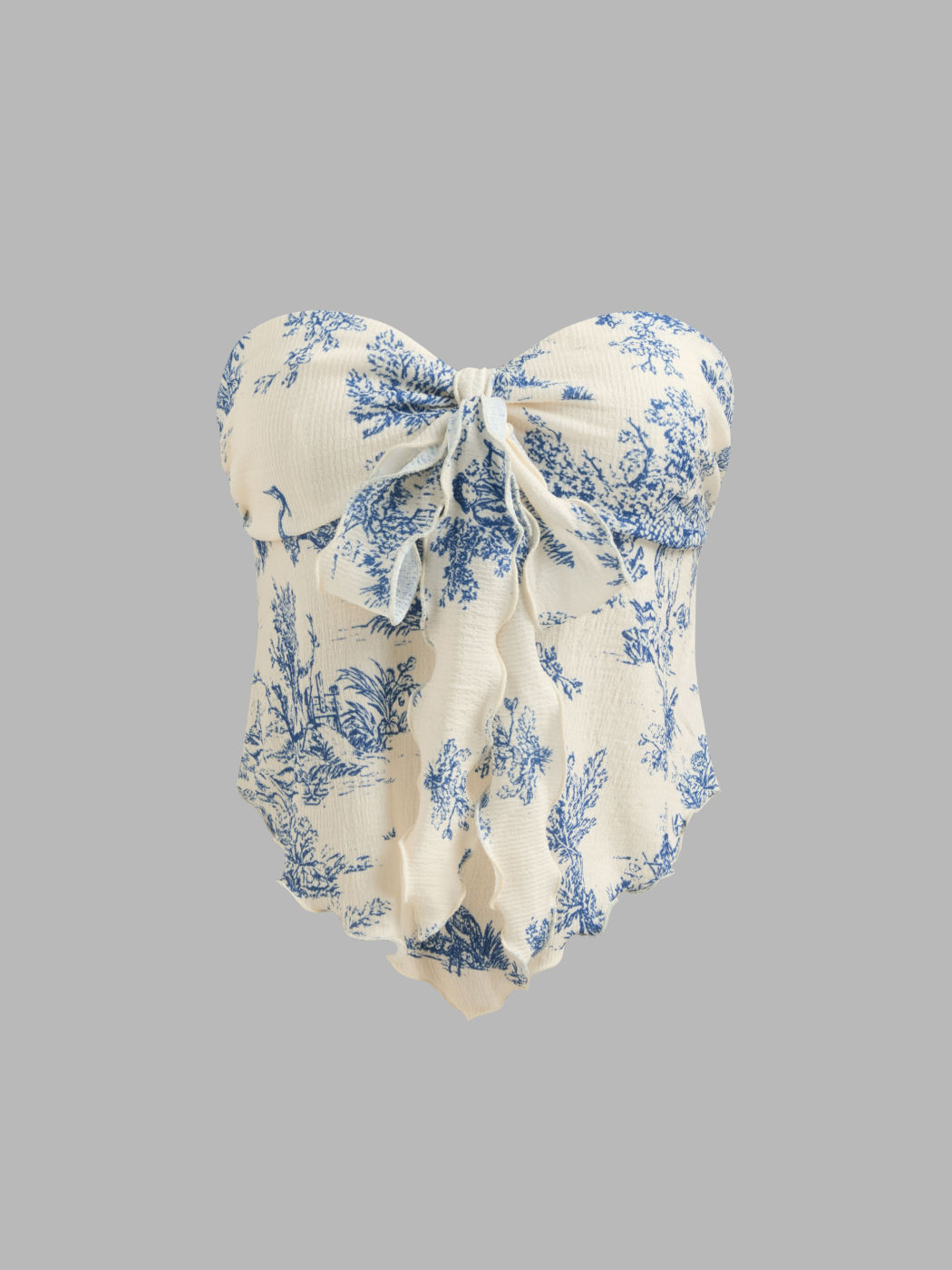 Toile de Jouy Knotted Tube Top