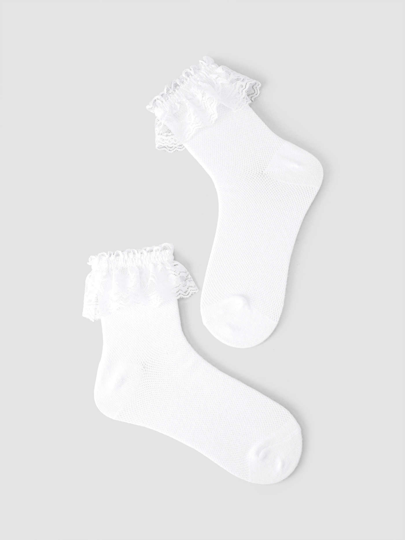 Combed Cotton LACE TRIM ANKLE SOCKS For School Picnic