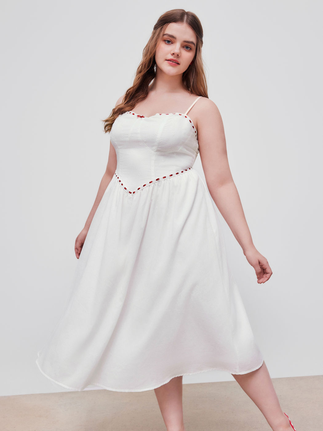 Scollo quadrato Rose Bowknot Punto di contrasto Ruffle Maxi Dress Curve & Plus