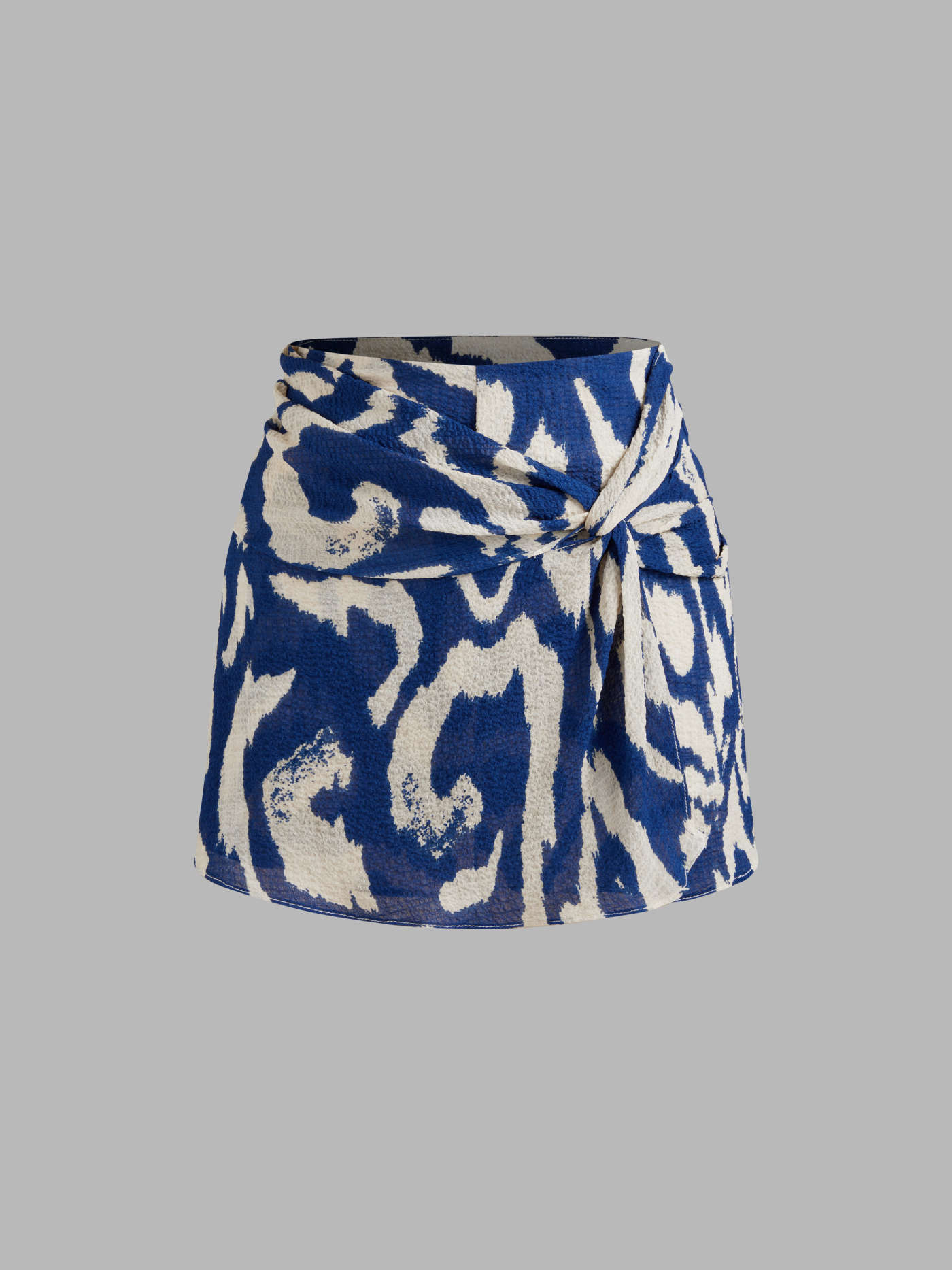 Round Neckline Solid Crop Cami Top With Mid Rise Abstract Knotted Mini Skort
