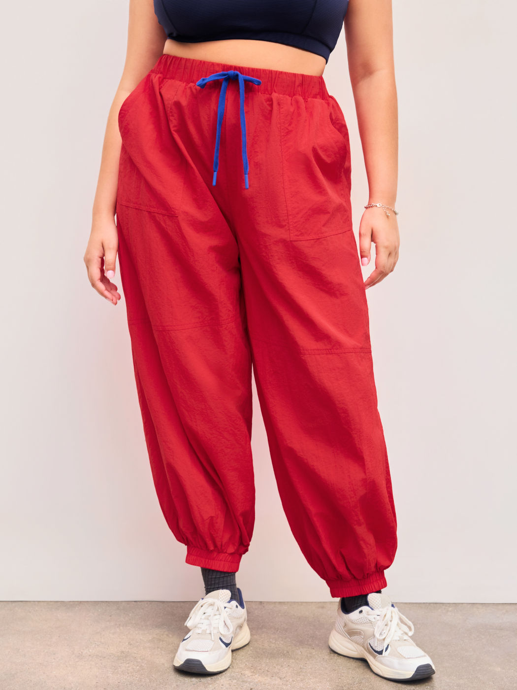 SOLID DRAWSTRING MID WAIST JOGGERS CURVE & PLUS