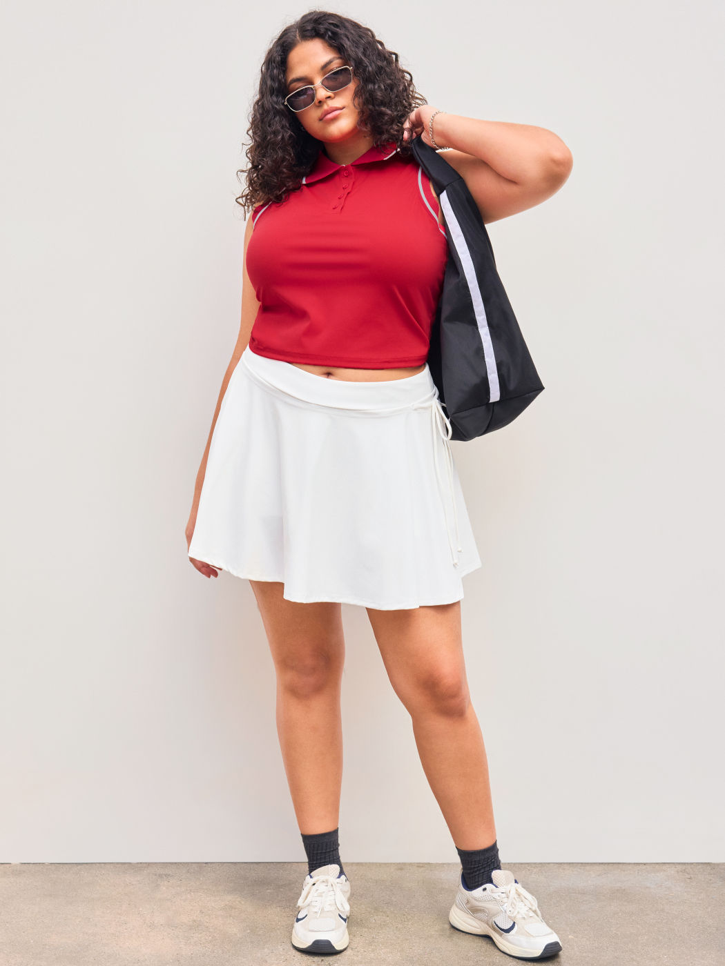 CIDERAIRY™ Collar Contrasting Binding Button Crop Top Curve & Plus