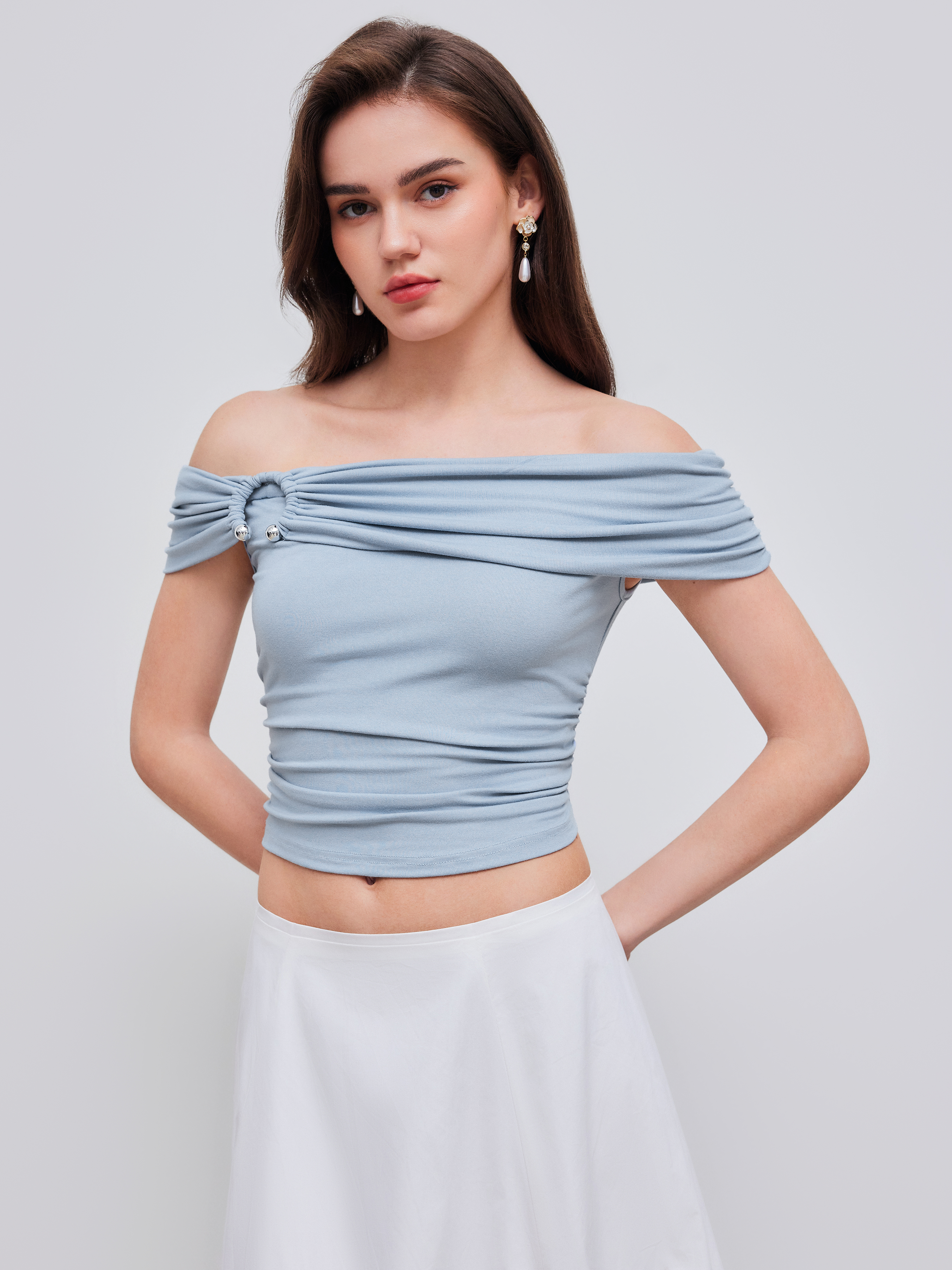 EDIKTED Gathered Off the Shoulder Top | Nordstrom